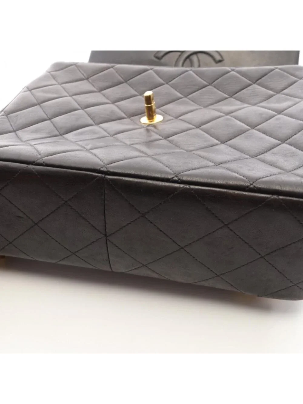 Chanel Backpack Quilted Square Chain Black Lambskin
